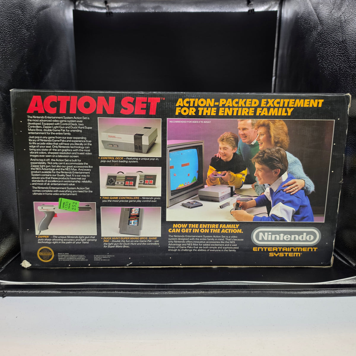 CIB Nintendo NES Action Set - Console Bundle [Grey Zapper)
