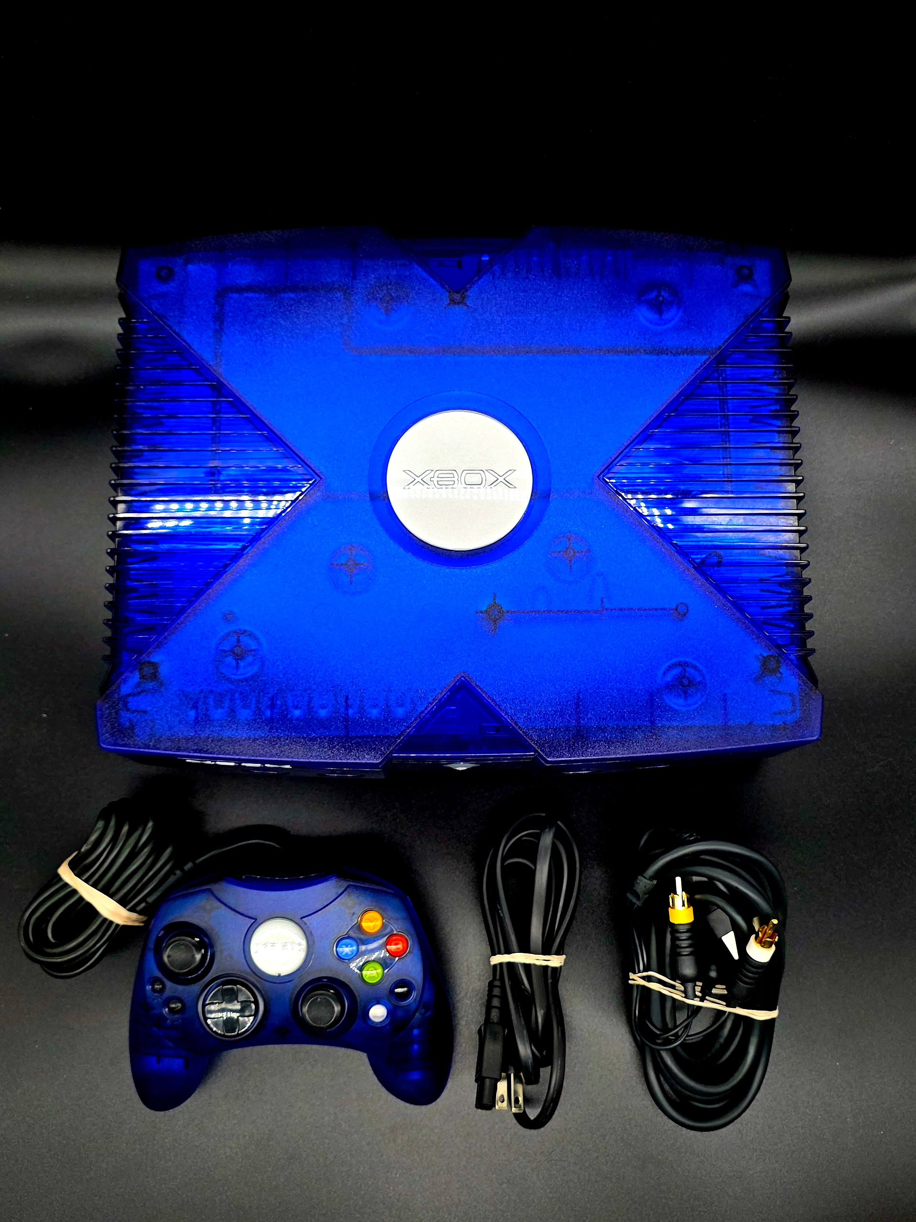 Microsoft Original OG Xbox Halo 2 Edition Ice Blue Clear Console Bundle