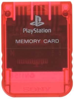 Sony PlayStation 1 PS1 Memory Card Clear Red (SCPH-1020)