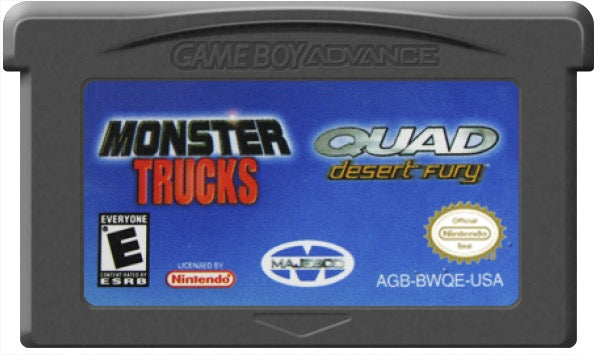 2 Games In 1! Double Value Monster Trucks + Quad Desert Fury Cartridge