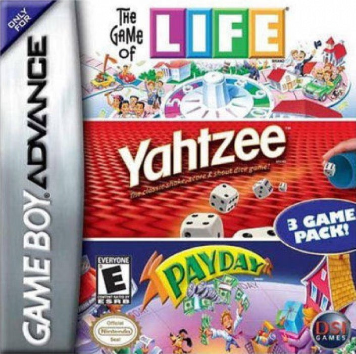 3 Game Pack! The Game Of Life + Payday + Yahtzee Cover Art