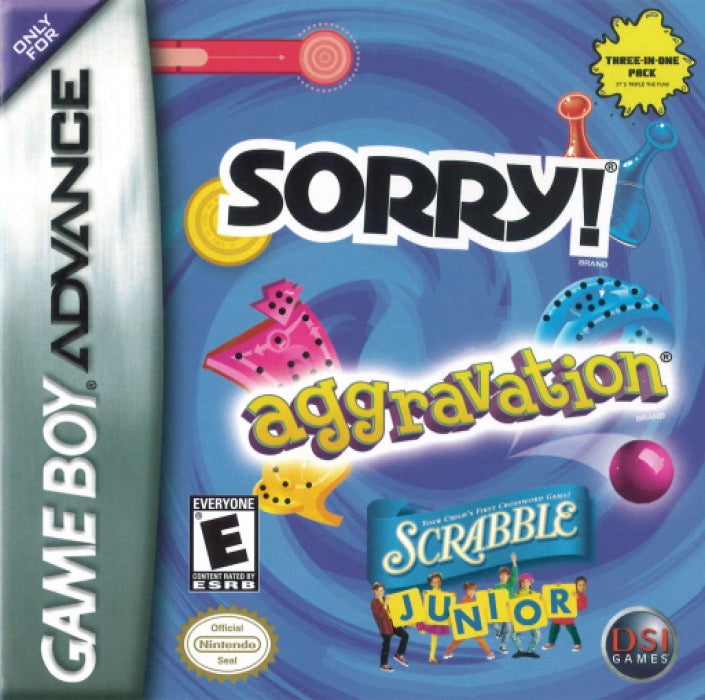 Aggravation and Sorry and Scrabble Jr Cover Art